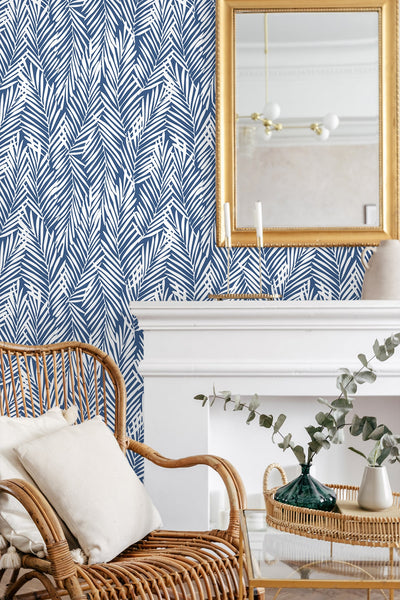 product image for Mod Palm Peel & Stick Wallpaper in Coastal Blue 28