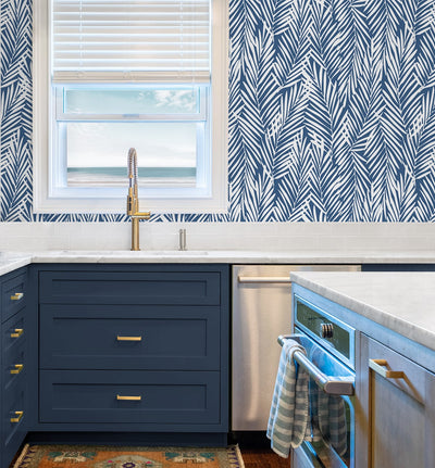 product image for Mod Palm Peel & Stick Wallpaper in Coastal Blue 19