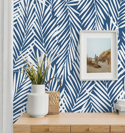 product image for Mod Palm Peel & Stick Wallpaper in Coastal Blue 67