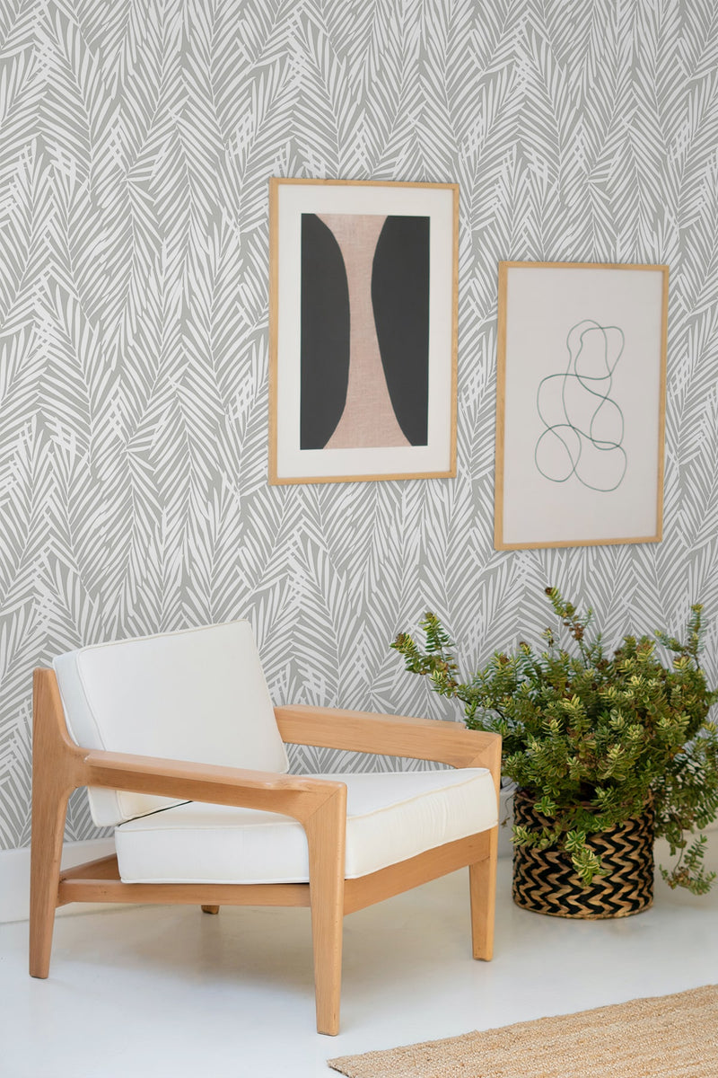 media image for Mod Palm Peel & Stick Wallpaper in Harbor Grey 260