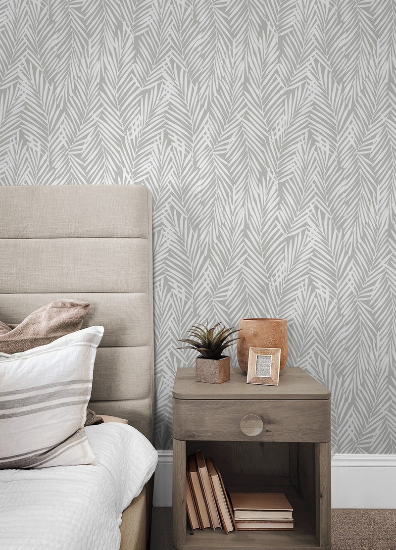 media image for Mod Palm Peel & Stick Wallpaper in Harbor Grey 238