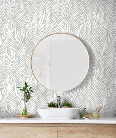 product image for Mod Palm Peel & Stick Wallpaper in Harbor Grey 36