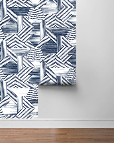 product image for Etched Geometric Peel & Stick Wallpaper in Navy Blue 39