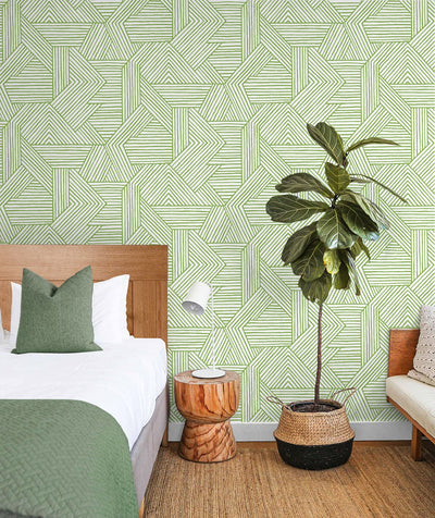 product image for Etched Geometric Peel & Stick Wallpaper in Spring Green 58