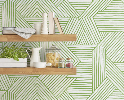 product image for Etched Geometric Peel & Stick Wallpaper in Spring Green 46