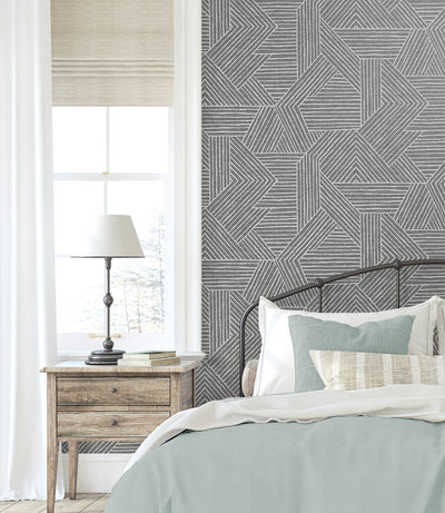 product image for Etched Geometric Peel & Stick Wallpaper in Pewter 0