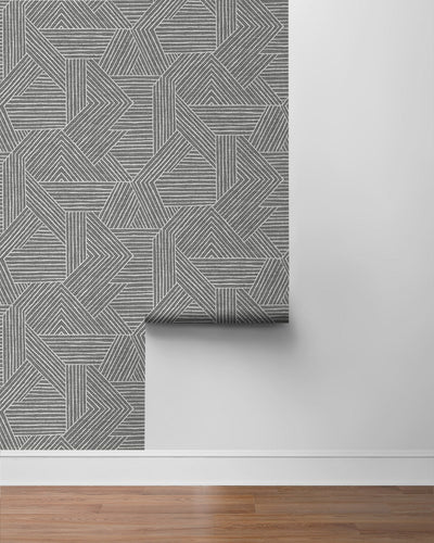 product image for Etched Geometric Peel & Stick Wallpaper in Pewter 84