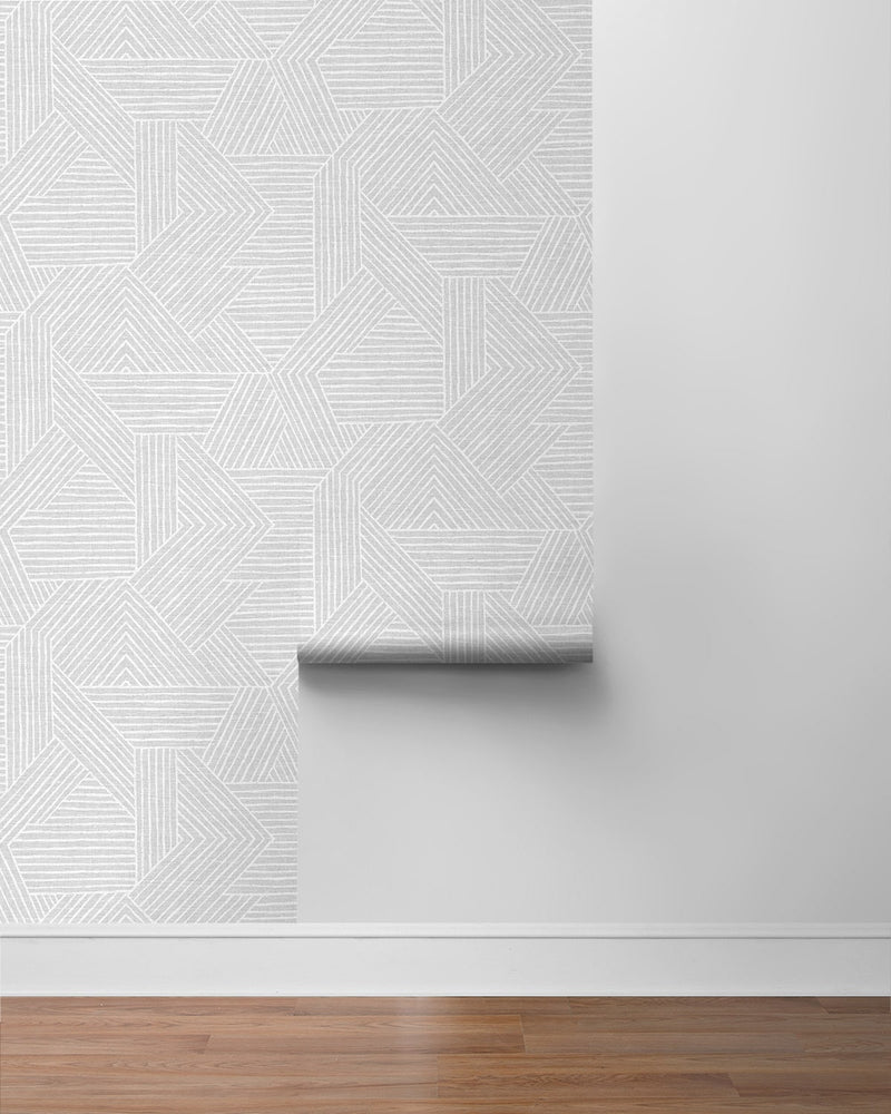 media image for Etched Geometric Peel & Stick Wallpaper in Salt Glaze 213