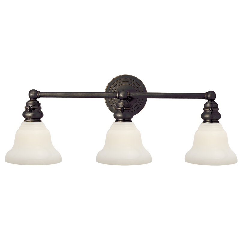media image for Boston Functional Triple Light with White Glass by Chapman & Myers 25