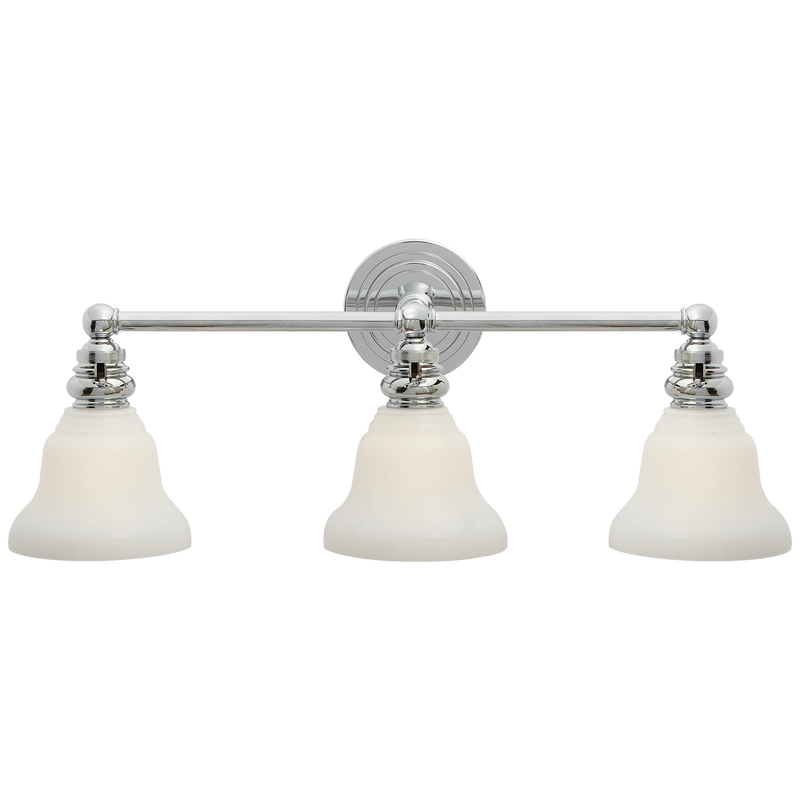 media image for Boston Functional Triple Light with White Glass by Chapman & Myers 235