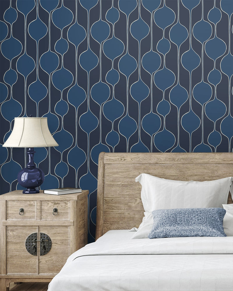media image for Minimalist Geometric Wallpaper in Celtic Blue from the Simple Life Collection by Seabrook Wallcoverings 272