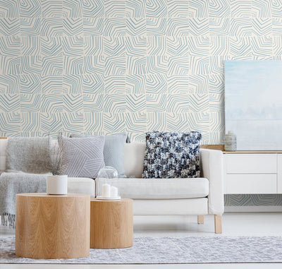 product image for Linework Maze Wallpaper in Sky Blue from the Simple Life Collection by Seabrook Wallcoverings 94