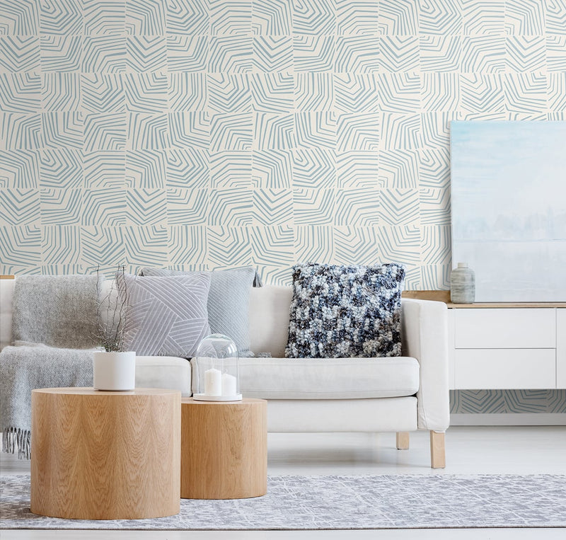 media image for Linework Maze Wallpaper in Sky Blue from the Simple Life Collection by Seabrook Wallcoverings 222