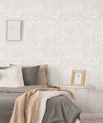 product image for Linework Maze Wallpaper in Fog from the Simple Life Collection by Seabrook Wallcoverings 35
