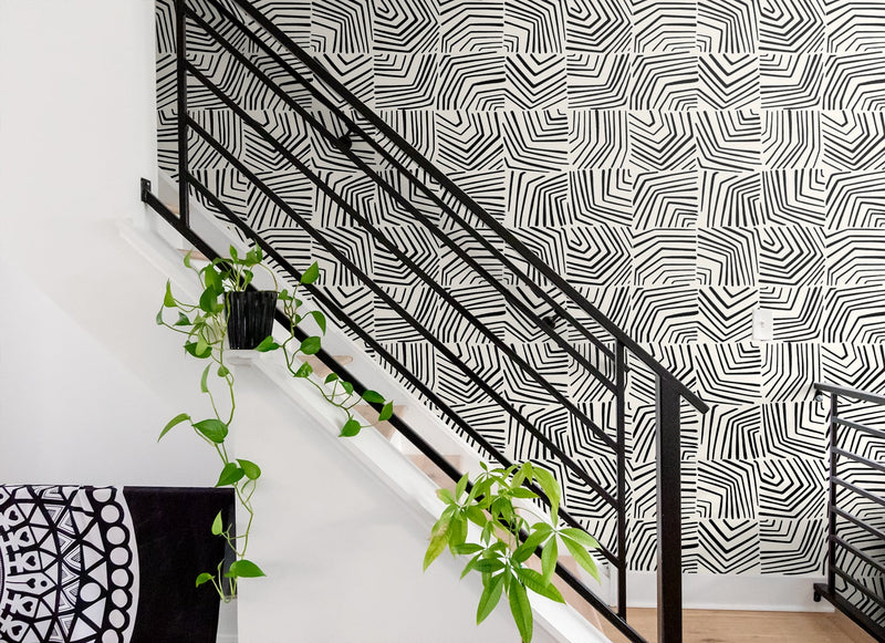 media image for Linework Maze Wallpaper in Inkwell from the Simple Life Collection by Seabrook Wallcoverings 272