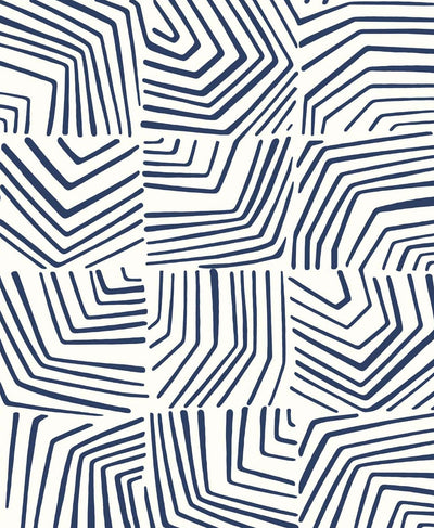 product image of Linework Maze Wallpaper in Imperial Blue from the Simple Life Collection by Seabrook Wallcoverings 519