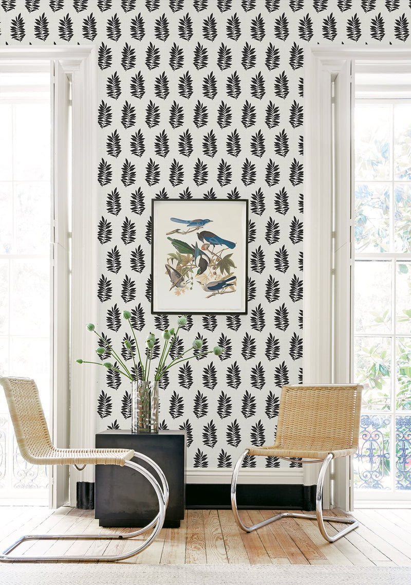 media image for pinnate silhouette wallpaper in onyx from the simple life collection by seabrook wallcoverings 2 215