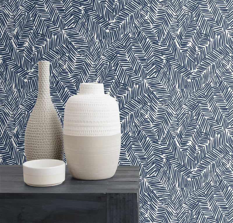 media image for Lush Wallpaper in Navy Blue from the Simple Life Collection by Seabrook Wallcoverings 270