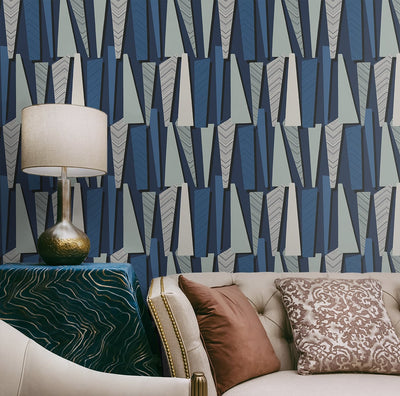 product image for Geometric Shadows Wallpaper in Denim from the Simple Life Collection by Seabrook Wallcoverings 51