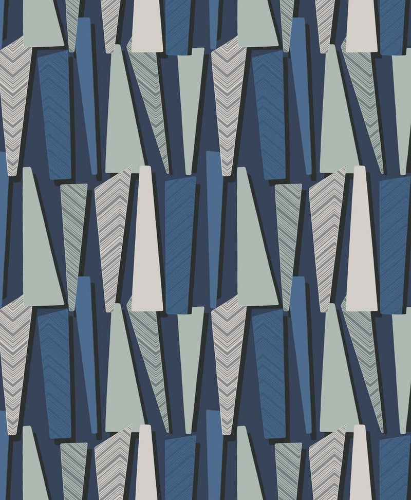 media image for Geometric Shadows Wallpaper in Denim from the Simple Life Collection by Seabrook Wallcoverings 243