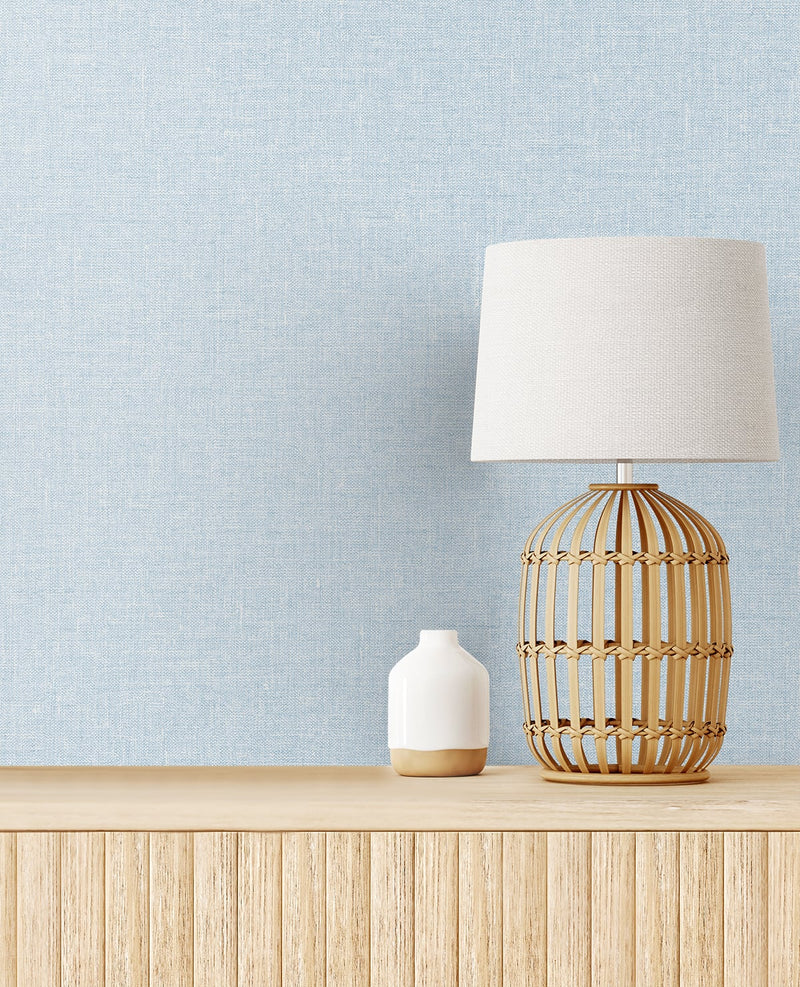 media image for Soft Linen Wallpaper in Blue Fog from the Simple Life Collection by Seabrook Wallcoverings 277