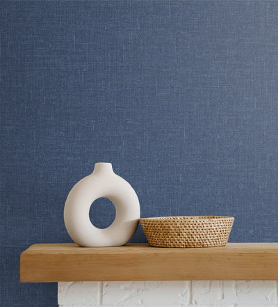 product image of Soft Linen Wallpaper in Navy from the Simple Life Collection by Seabrook Wallcoverings 556