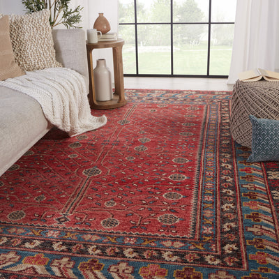 product image for Donte Hand-Knotted Oriental Red & Blue Rug by Jaipur Living 65