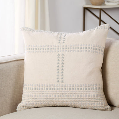 product image of aryn striped cream light blue down pillow by jaipur living plw104000 1 518