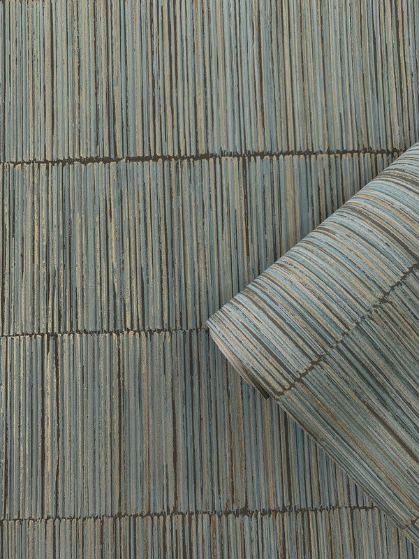 media image for Bamboo Stripe Wallpaper in Green/Gold 266