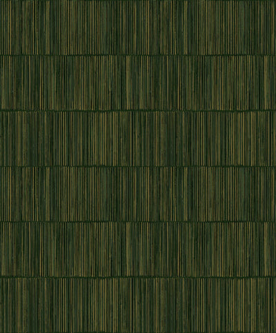 product image of Bamboo Stripe Wallpaper in Dark Green/Gold 592