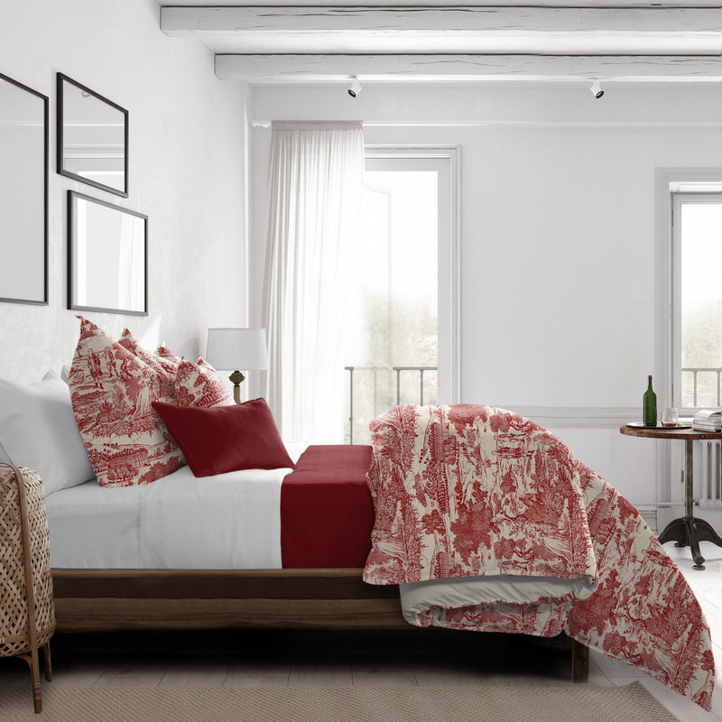 media image for beau toile red bedding by 6ix tailors bea ger red cmf fd 3pc 10 235