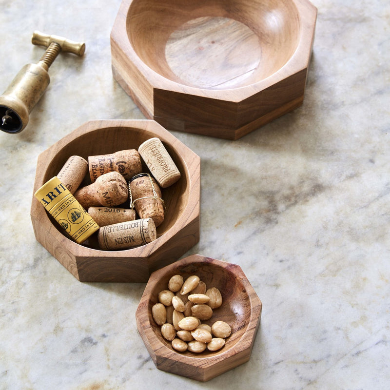 media image for acacia wood modernist octagonal bowl in various sizes design by sir madam 4 294