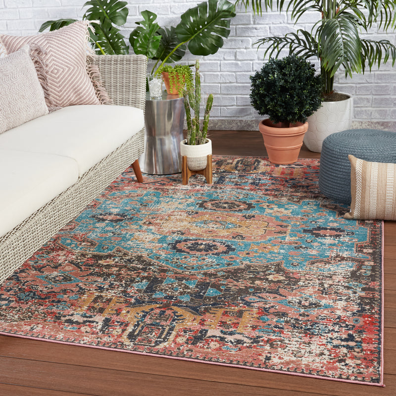 media image for Swoon Presia Indoor/Outdoor Red & Teal Rug 6 214