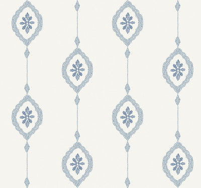 product image of Sand Dollar Stripe Wallpaper in Coastal Blue from the Beach House Collection by Seabrook 530