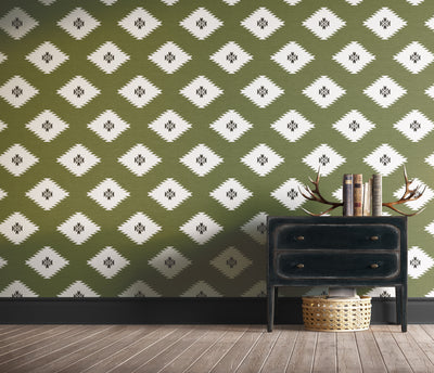 product image for Sawtooth Grasscloth Wallpaper in Uno Moss by Abnormals Anonymous 37