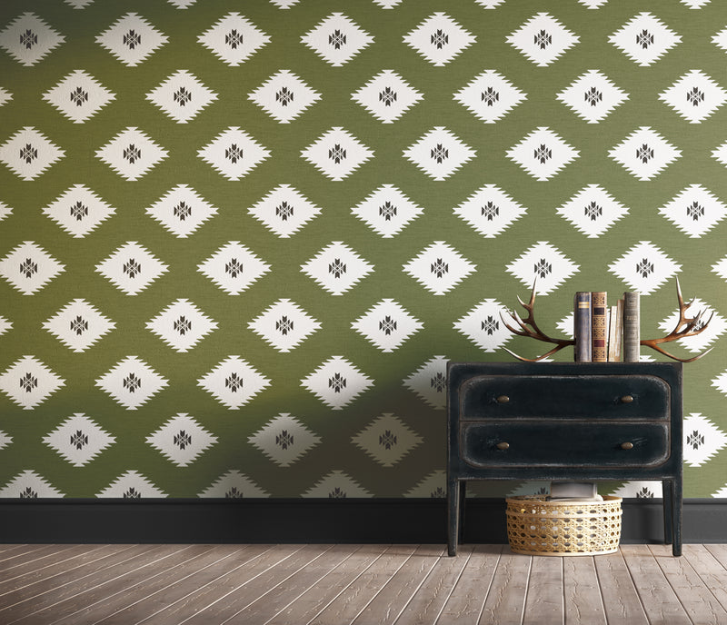 media image for Sawtooth Grasscloth Wallpaper in Uno Moss by Abnormals Anonymous 238