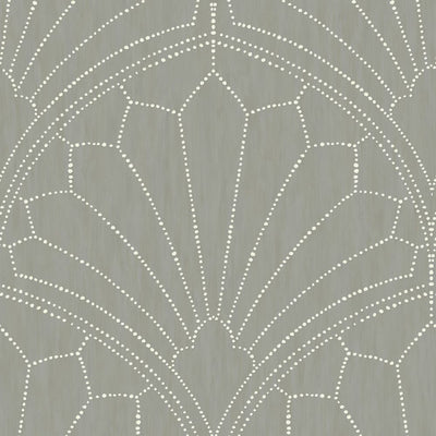 product image of Scallop Medallion Wallpaper in Cinder Grey and Ivory from the Boho Rhapsody Collection by Seabrook Wallcoverings 570
