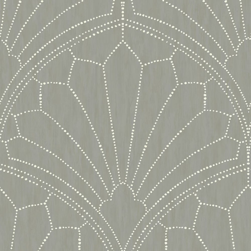 media image for Scallop Medallion Wallpaper in Cinder Grey and Ivory from the Boho Rhapsody Collection by Seabrook Wallcoverings 243