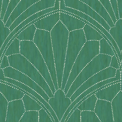 product image of Scallop Medallion Wallpaper in Jade and Ivory from the Boho Rhapsody Collection by Seabrook Wallcoverings 562