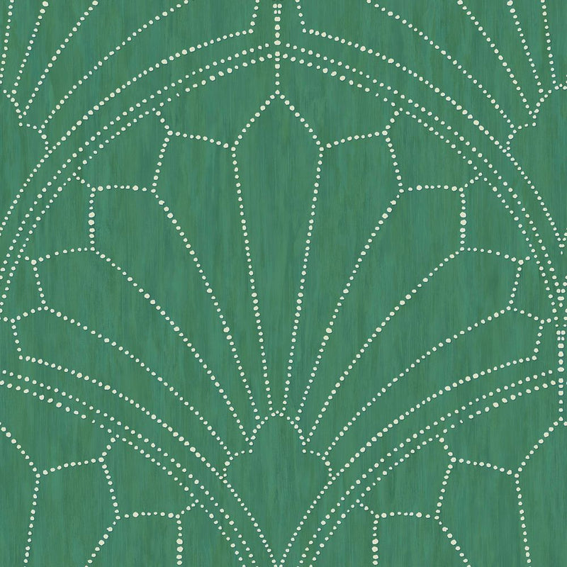 media image for Scallop Medallion Wallpaper in Jade and Ivory from the Boho Rhapsody Collection by Seabrook Wallcoverings 26