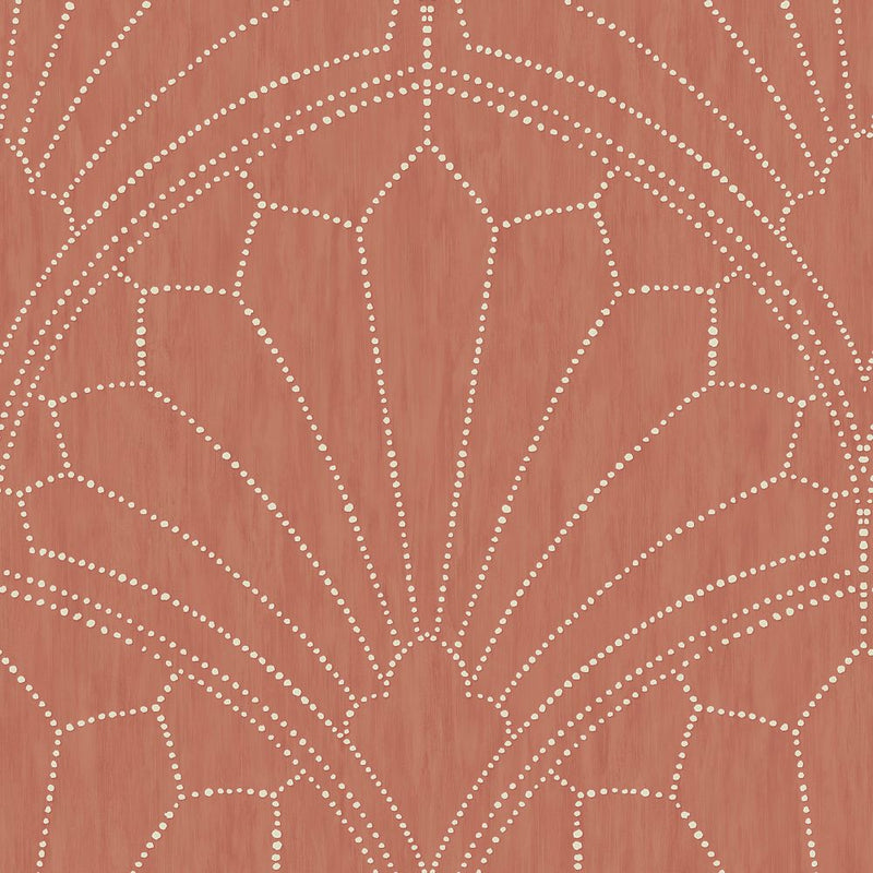 media image for Scallop Medallion Wallpaper in Redwood and Ivory from the Boho Rhapsody Collection by Seabrook Wallcoverings 290