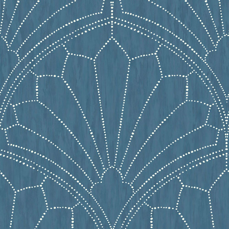 media image for sample scallop medallion wallpaper in steel blue and ivory from the boho rhapsody collection by seabrook wallcoverings 1 238
