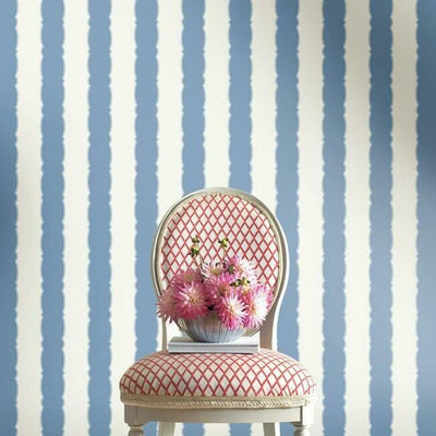 product image for Scalloped Stripe Wallpaper in Blue from the Grandmillennial Collection by York Wallcoverings 12