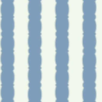 product image for Scalloped Stripe Wallpaper in Blue from the Grandmillennial Collection by York Wallcoverings 3
