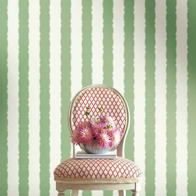product image for Scalloped Stripe Wallpaper in Green from the Grandmillennial Collection by York Wallcoverings 62