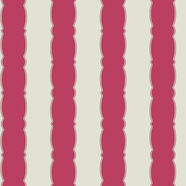 media image for sample scalloped stripe wallpaper in red from the grandmillennial collection by york wallcoverings 1 249