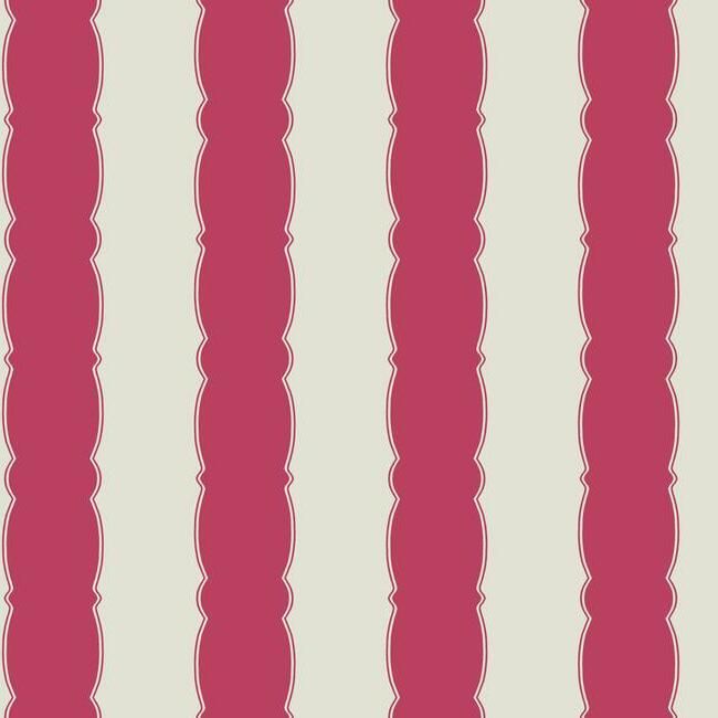 media image for Scalloped Stripe Wallpaper in Red from the Grandmillennial Collection by York Wallcoverings 290