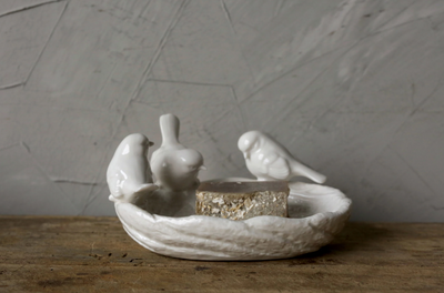product image for ceramic leaf dish with birds 2 89