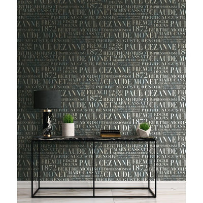 product image for Script Wallpaper in Black and Off-White from the French Impressionist Collection by Seabrook Wallcoverings 87