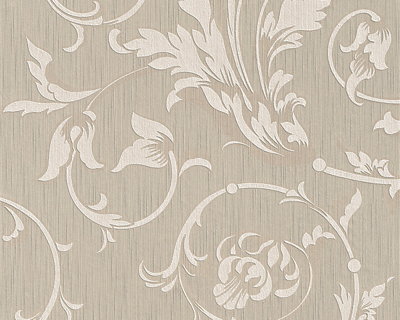 media image for Scroll Leaf and Ironwork Wallpaper in Beige design by BD Wall 21